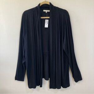 Retrology Cardigan Sweater Open Front Sz 2X Black Lightweight Stretch